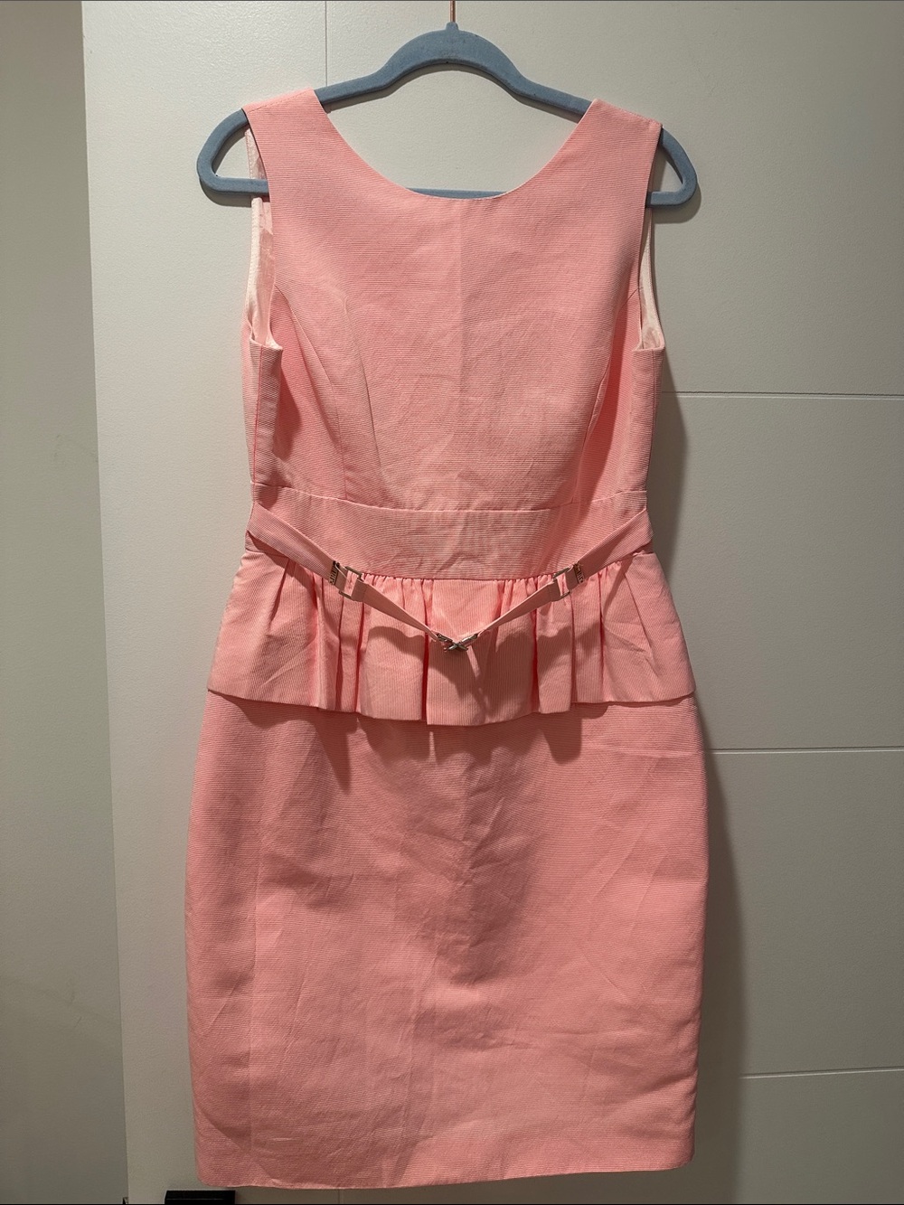 Sleeveless Pink Peplum Sheath Dress